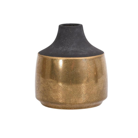 ΚΕΡΑΜΙΚΟ ΒΑΖΟ  FL0296 ΜΑΥΡΟ-ΧΡΥΣΟ ΧΡΩΜΑ 14x14x15εκ