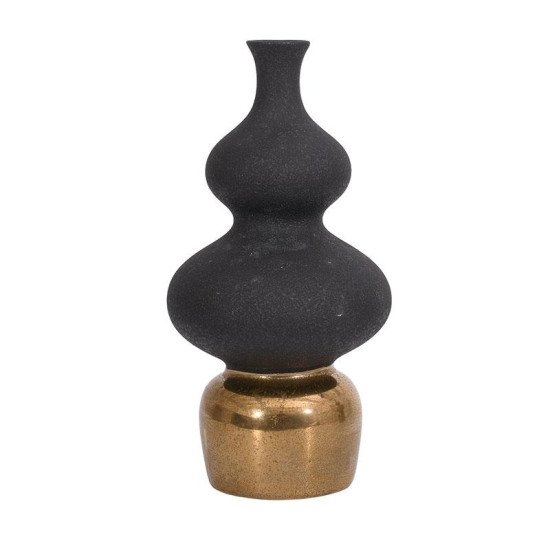 ΚΕΡΑΜΙΚΟ ΒΑΖΟ  FL0399 ΜΑΥΡΟ-ΧΡΥΣΟ ΧΡΩΜΑ 19x19x37εκ