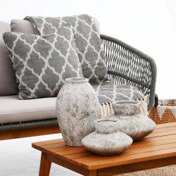 ΚΕΡΑΜΙΚΟ ΒΑΖΟ  FL19365 ΜΠΕΖ-ΚΑΦΕ-ΠΡΑΣΙΝΟ ΧΡΩΜΑ 21x21x13εκ