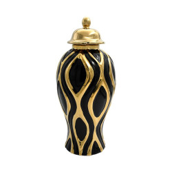 ΚΕΡΑΜΙΚΟ ΒΑΖΟ  FL22212 ΜΑΥΡΟ-ΧΡΥΣΟ ΧΡΩΜΑ 18x33εκ