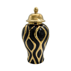 ΚΕΡΑΜΙΚΟ ΒΑΖΟ  FL22213 ΜΑΥΡΟ-ΧΡΥΣΟ ΧΡΩΜΑ 16x25εκ