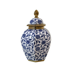 ΚΕΡΑΜΙΚΟ ΒΑΖΟ  FL22424 ΜΠΛΕ-ΛΕΥΚΟ-ΧΡΥΣΟ ΧΡΩΜΑ 21x32εκ