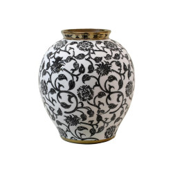 ΚΕΡΑΜΙΚΟ ΒΑΖΟ  FL22855 ΜΑΥΡΟ-ΛΕΥΚΟ-ΧΡΥΣΟ ΧΡΩΜΑ 18x21εκ