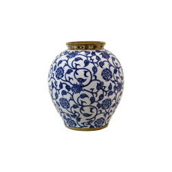 ΚΕΡΑΜΙΚΟ ΒΑΖΟ  FL22855 ΜΠΛΕ-ΛΕΥΚΟ-ΧΡΥΣΟ ΧΡΩΜΑ 18x21εκ