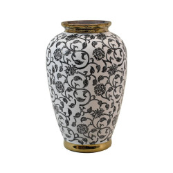 ΚΕΡΑΜΙΚΟ ΒΑΖΟ  FL22908 ΜΑΥΡΟ-ΛΕΥΚΟ-ΧΡΥΣΟ ΧΡΩΜΑ 19x30εκ