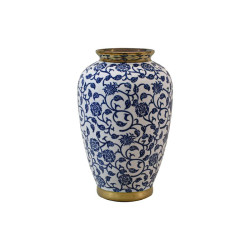 ΚΕΡΑΜΙΚΟ ΒΑΖΟ  FL22908 ΜΠΛΕ-ΛΕΥΚΟ-ΧΡΥΣΟ ΧΡΩΜΑ 19x30εκ