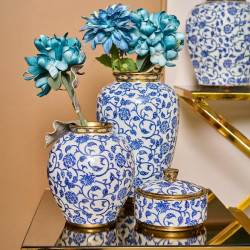 ΚΕΡΑΜΙΚΟ ΒΑΖΟ FL22908 ΜΠΛΕ-ΛΕΥΚΟ-ΧΡΥΣΟ ΧΡΩΜΑ 19x30εκ ΚΕΡΑΜΙΚΟ ΒΑΖΟ FL22908 ΜΠΛΕ-ΛΕΥΚΟ-ΧΡΥΣΟ ΧΡΩΜΑ 19x30εκ