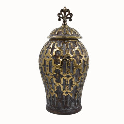 ΚΕΡΑΜΙΚΟ ΒΑΖΟ  FL2329 ΜΑΥΡΟ-ΧΡΥΣΟ ΧΡΩΜΑ 19x19x41εκ