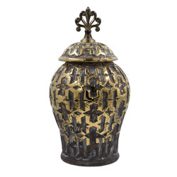 ΚΕΡΑΜΙΚΟ ΒΑΖΟ  FL2330 ΜΑΥΡΟ-ΧΡΥΣΟ ΧΡΩΜΑ 18x18x36εκ