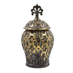 ΚΕΡΑΜΙΚΟ ΒΑΖΟ  FL2331 ΜΑΥΡΟ-ΧΡΥΣΟ ΧΡΩΜΑ 16x16x32εκ