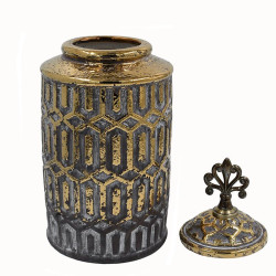 ΚΕΡΑΜΙΚΟ ΒΑΖΟ  FL2333 ΜΑΥΡΟ-ΧΡΥΣΟ ΧΡΩΜΑ 17x40xεκ