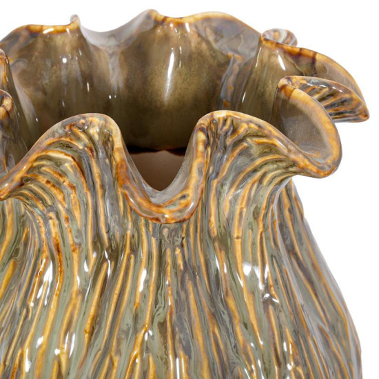 ΚΕΡΑΜΙΚΟ ΒΑΖΟ  FL30006 ΜΠΕΖ-ΓΚΡΙ-ΧΡΥΣΟ ΧΡΩΜΑ 18x28εκ