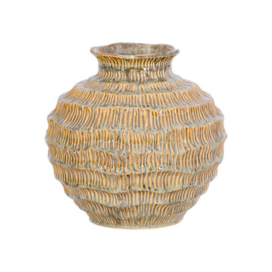 ΚΕΡΑΜΙΚΟ ΒΑΖΟ  FL30015 ΜΠΕΖ-ΓΚΡΙ-ΧΡΥΣΟ ΧΡΩΜΑ 21x20εκ