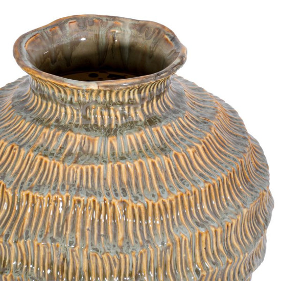 ΚΕΡΑΜΙΚΟ ΒΑΖΟ  FL30015 ΜΠΕΖ-ΓΚΡΙ-ΧΡΥΣΟ ΧΡΩΜΑ 21x20εκ