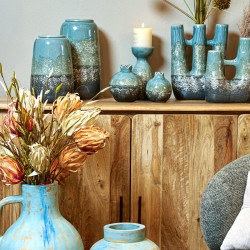 ΚΕΡΑΜΙΚΟ ΒΑΖΟ  FL3204 ΠΡΑΣΙΝΟ-ΓΚΡΙ ΧΡΩΜΑ 20x11x26εκ