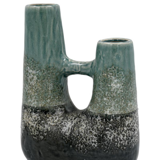 ΚΕΡΑΜΙΚΟ ΒΑΖΟ  FL3204 ΠΡΑΣΙΝΟ-ΓΚΡΙ ΧΡΩΜΑ 20x11x26εκ