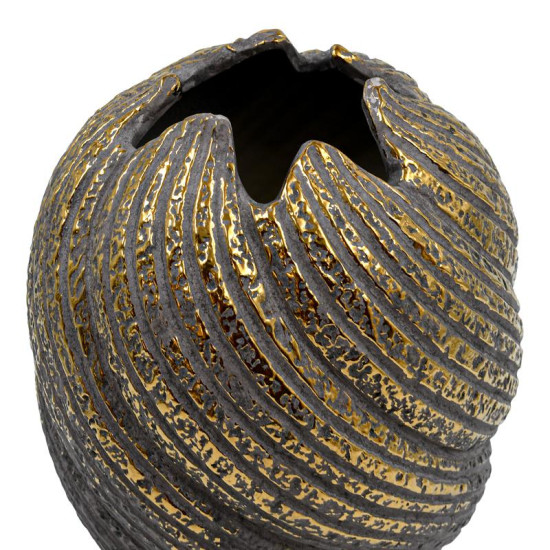 ΚΕΡΑΜΙΚΟ ΒΑΖΟ  FL3229 ΓΚΡΙ-ΧΡΥΣΟ ΧΡΩΜΑ 21x27εκ