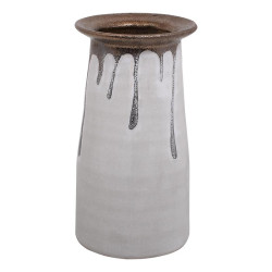 ΚΕΡΑΜΙΚΟ ΒΑΖΟ  FL3590 ΛΕΥΚΟ-ΜΠΡΟΝΖΕ ΧΡΩΜΑ 14x27εκ ΚΕΡΑΜΙΚΟ ΒΑΖΟ  FL3590 ΛΕΥΚΟ-ΜΠΡΟΝΖΕ ΧΡΩΜΑ 14x27εκ