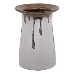 ΚΕΡΑΜΙΚΟ ΒΑΖΟ  FL3590 ΛΕΥΚΟ-ΜΠΡΟΝΖΕ ΧΡΩΜΑ 15x21εκ