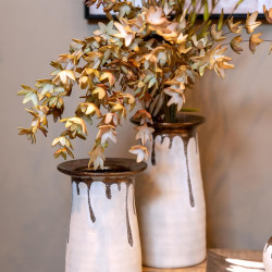 ΚΕΡΑΜΙΚΟ ΒΑΖΟ  FL3590 ΛΕΥΚΟ-ΜΠΡΟΝΖΕ ΧΡΩΜΑ 15x21εκ