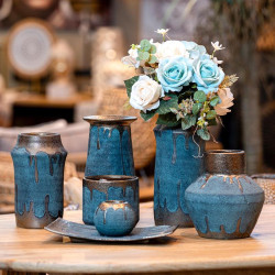 ΚΕΡΑΜΙΚΟ ΒΑΖΟ  FL3590 ΜΠΛΕ-ΜΠΡΟΝΖΕ ΧΡΩΜΑ 14x27εκ ΚΕΡΑΜΙΚΟ ΒΑΖΟ  FL3590 ΜΠΛΕ-ΜΠΡΟΝΖΕ ΧΡΩΜΑ 14x27εκ