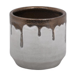 ΚΕΡΑΜΙΚΟ ΒΑΖΟ  FL3806 ΛΕΥΚΟ-ΜΠΡΟΝΖΕ ΧΡΩΜΑ 14x13εκ ΚΕΡΑΜΙΚΟ ΒΑΖΟ  FL3806 ΛΕΥΚΟ-ΜΠΡΟΝΖΕ ΧΡΩΜΑ 14x13εκ