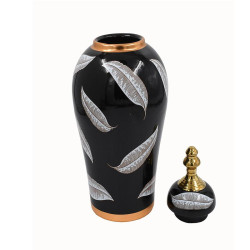 ΚΕΡΑΜΙΚΟ ΒΑΖΟ  FL7008 ΜΑΥΡΟ-ΛΕΥΚΟ-ΧΡΥΣΟ ΧΡΩΜΑ 18x51εκ