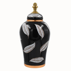 ΚΕΡΑΜΙΚΟ ΒΑΖΟ  FL7010 ΜΑΥΡΟ-ΛΕΥΚΟ-ΧΡΥΣΟ ΧΡΩΜΑ 16x31εκ