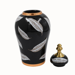 ΚΕΡΑΜΙΚΟ ΒΑΖΟ  FL7010 ΜΑΥΡΟ-ΛΕΥΚΟ-ΧΡΥΣΟ ΧΡΩΜΑ 16x31εκ