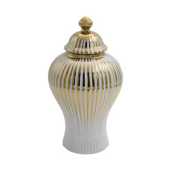 ΚΕΡΑΜΙΚΟ ΒΑΖΟ  FL971 ΛΕΥΚΟ-ΧΡΥΣΟ ΧΡΩΜΑ 16x30εκ