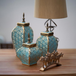 ΚΕΡΑΜΙΚΟ ΒΑΖΟ  ΣΙΕΛ-ΧΡΥΣΟ 15x15x26εκ