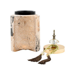 ΚΕΡΑΜΙΚΟ ΒΑΖΟ ΜΕ ΚΑΠΑΚΙ  FL2409 ΜΠΕΖ-ΧΡΥΣΟ 14x28εκ