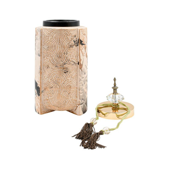 ΚΕΡΑΜΙΚΟ ΒΑΖΟ ΜΕ ΚΑΠΑΚΙ  FL2409 ΜΠΕΖ-ΧΡΥΣΟ 14x38εκ