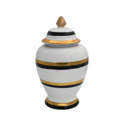 ΚΕΡΑΜΙΚΟ ΒΑΖΟ ΜΕ ΚΑΠΑΚΙ ΡΙΓΕ  FL2011 ΧΡΥΣΟ-ΜΑΥΡΟ-ΛΕΥΚΟ ΧΡΩΜΑ 22x38εκ