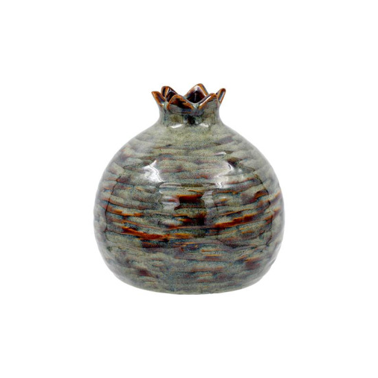 ΚΕΡΑΜΙΚΟ ΔΙΑΚΟΣΜΗΤΙΚΟ  Pomegranate ΠΡΑΣΙΝΟ-ΚΑΦΕ ΧΡΩΜΑ 12x13x13εκ