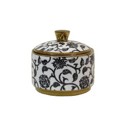 ΚΕΡΑΜΙΚΟ ΔΟΧΕΙΟ ΜΕ ΚΑΠΑΚΙ  FL22960 ΜΑΥΡΟ-ΛΕΥΚΟ-ΧΡΥΣΟ ΧΡΩΜΑ 13x13εκ