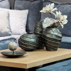 ΜΕΤΑΛΛΙΚΗ ΔΙΑΚΟΣΜΗΤΙΚΗ ΣΤΡΟΓΓΥΛΗ ΠΙΑΤΕΛΑ  FL828 ΓΚΡΙ ΧΡΩΜΑ 30x5εκ