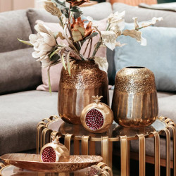 ΜΕΤΑΛΛΙΚΟ ΔΙΑΚΟΣΜΗΤΙΚΟ  Pomegranate ΧΡΥΣΟ-ΚΟΚΚΙΝΟ ΧΡΩΜΑ 8x10x11εκ