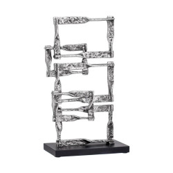 ΜΕΤΑΛΛΙΚΟ ΔΙΑΚΟΣΜΗΤΙΚΟ ΓΕΩΜΕΤΡΙΚΑ ΣΧΕΔΙΑ ΣΕ ΜΑΥΡΗ ΒΑΣΗ  FL77067 ΑΣΗΜΙ ΑΝΤΙΚΕ ΧΡΩΜΑ 25x10x44εκ