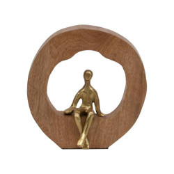 ΜΕΤΑΛΛΙΚΟ ΕΠΙΤΡΑΠΕΖΙΟ ΔΙΑΚΟΣΜΗΤΙΚΟ  "Man alone" ΧΡΥΣΟ ΧΡΩΜΑ ΜΕ ΞΥΛΙΝΗ ΒΑΣΗ 19x7x20εκ sls