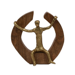 ΜΕΤΑΛΛΙΚΟ ΕΠΙΤΡΑΠΕΖΙΟ ΔΙΑΚΟΣΜΗΤΙΚΟ  "Sitting man" ΧΡΥΣΟ ΧΡΩΜΑ ΜΕ ΞΥΛΙΝΗ ΒΑΣΗ 18x7x18εκ sls