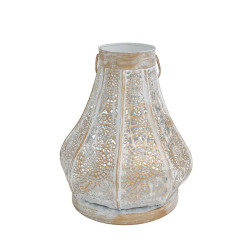 ΜΕΤΑΛΛΙΚΟ ΦΑΝΑΡΙ  FL12299 ΛΕΥΚΟ-ΧΡΥΣΟ ΧΡΩΜΑ 20x22εκ