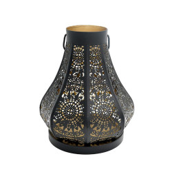 ΜΕΤΑΛΛΙΚΟ ΦΑΝΑΡΙ  FL12299 ΜΑΥΡΟ-ΧΡΥΣΟ ΧΡΩΜΑ 20x22εκ