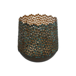 ΜΕΤΑΛΛΙΚΟ ΦΑΝΑΡΙ ΓΙΑ ΚΕΡΙ  FL27125 ΚΑΦΕ ΧΡΩΜΑ 15x15εκ