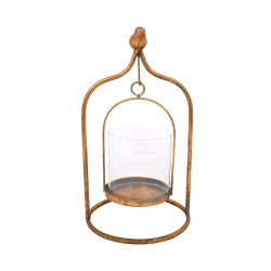 ΜΕΤΑΛΛΙΚΟ ΦΑΝΑΡΙ ΜΕ ΓΥΑΛΙ "BIRD" 31x17x11εκ ΜΕΤΑΛΛΙΚΟ ΦΑΝΑΡΙ ΜΕ ΓΥΑΛΙ "BIRD" 31x17x11εκ