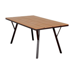 ΜΕΤΑΛΛΙΚΟ ΤΡΑΠΕΖΙ ΚΗΠΟΥ  FL6514 ΜΕ ΕΠΙΦΑΝΕΙΑ POLYWOOD ΧΡΩΜΑ ΚΑΦΕ 160x91x72εκ s.of