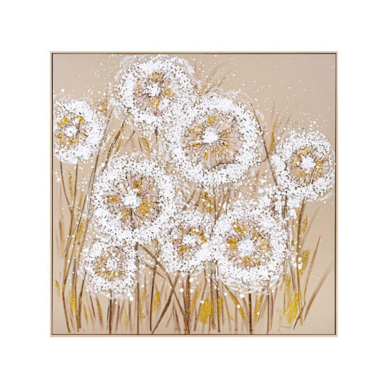 ΠΙΝΑΚΑΣ ΣΕ ΚΑΜΒΑ  FL25078 ΛΕΥΚΟ-ΧΡΥΣΟ-ΜΠΕΖ 102x102εκ