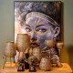 ΠΙΝΑΚΑΣ ΣΕ ΚΑΜΒΑ  FL2672 WOMAN FACE ΓΚΡΙ-ΧΡΥΣΟ 90x120xεκ