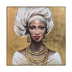 ΠΙΝΑΚΑΣ ΣΕ ΚΑΜΒΑ  FL4962 WOMAN FACE ΚΑΦΕ-ΧΡΥΣΟ-ΛΕΥΚΟ 100x100xεκ