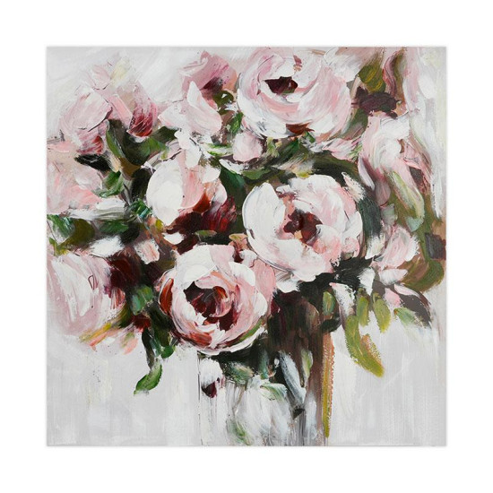 ΠΙΝΑΚΑΣ ΣΕ ΚΑΜΒΑ  "Flower 35296" ΚΑΦΕ-ΜΠΕΖ-ΡΟΖ-ΛΕΥΚΟ 100x3x100εκ